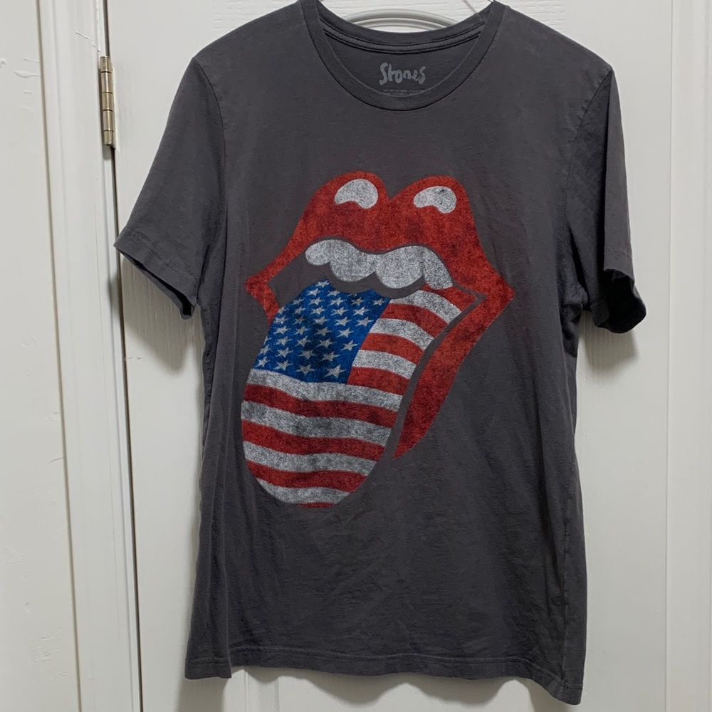 The Rolling Stones 2021 No Filter Concert Tour T-Shirt US Flag Tongue Gray XL